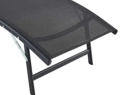 Conjunto De 2 Espreguiçadeiras Empilhaveis Em Aluminio E Têxtileno Preto - Zensia