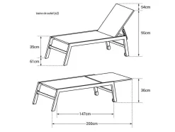 Conjunto De 2 Espreguiçadeiras Barbados Em Taupe Têxtilene - Aluminio Branco