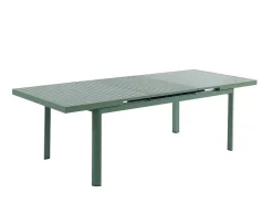 Conjunto De Jantar De Jardim Em Aluminio, Uma Mesa Extensivel 180/240 Cm E 8 Cadeiroes Empilhaveis Com Apoios De Braco Em Acacia Verde-Amendoa - Nauru