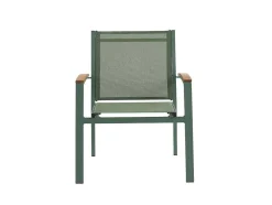 Conjunto De Jantar De Jardim Em Aluminio, Uma Mesa Extensivel 180/240 Cm E 8 Cadeiroes Empilhaveis Com Apoios De Braco Em Acacia Verde-Amendoa - Nauru