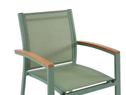 Conjunto De Jantar De Jardim Em Aluminio, Uma Mesa Extensivel 180/240 Cm E 8 Cadeiroes Empilhaveis Com Apoios De Braco Em Acacia Verde-Amendoa - Nauru