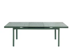 Conjunto De Jantar De Jardim Em Aluminio, Uma Mesa Extensivel 180/240 Cm E 8 Cadeiroes Empilhaveis Com Apoios De Braco Em Acacia Verde-Amendoa - Nauru