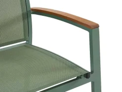 Conjunto De Jantar De Jardim Em Aluminio, Uma Mesa Extensivel 180/240 Cm E 8 Cadeiroes Empilhaveis Com Apoios De Braco Em Acacia Verde-Amendoa - Nauru