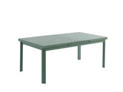 Conjunto De Jantar De Jardim Em Aluminio, Uma Mesa Extensivel 180/240 Cm E 8 Cadeiroes Empilhaveis Com Apoios De Braco Em Acacia Verde-Amendoa - Nauru