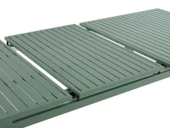 Conjunto De Jantar De Jardim Em Aluminio, Mesa Extensivel 180/240Cm, 6 Cadeiroes Empilhaveis Com Apoios De Bracos Em Acacia Verde-Amendoa - Nauru