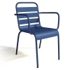 Conjunto De Jantar De Jardim Em Metal, Uma Mesa D. 110 Cm E 4 Cadeiroes Empilhaveis Azul-Escuro - Mirmande