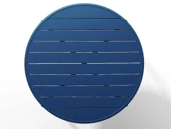 Conjunto De Jantar De Jardim Em Metal, Uma Mesa D. 110 Cm E 4 Cadeiroes Empilhaveis Azul-Escuro - Mirmande