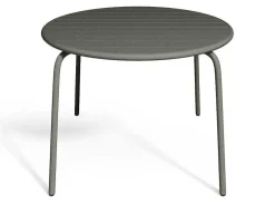 Conjunto De Jantar De Jardim Em Metal, Uma Mesa D. 110 Cm E 4 Cadeiroes Empilhaveis, Cinzento-Escuro - Mirmande