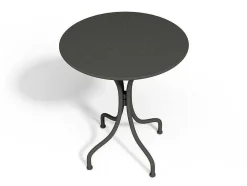 Conjunto De Jantar De Jardim Em Metal, Uma Mesa D. 60 Cm E 2 Cadeiras Empilhaveis, Cinzento-Escuro - Mirmande