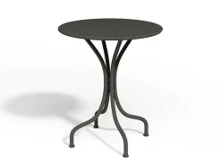 Conjunto De Jantar De Jardim Em Metal, Uma Mesa D. 60 Cm E 2 Cadeiras Empilhaveis, Cinzento-Escuro - Mirmande