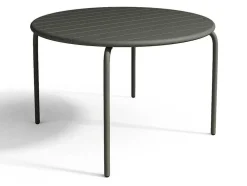 Conjunto De Jantar De Jardim Em Metal, Uma Mesa D. 110 Cm E 4 Cadeiras Empilhaveis, Cinzento-Escuro - Mirmande