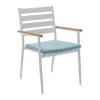 Conjunto De Jantar De Jardim Madeira E Aluminio: Uma Mesa D.110 Cm E 4 Cadeiroes, Branco E Natural Claro - Miami De Mylia