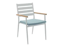 Conjunto De Jantar De Jardim Madeira E Aluminio: Uma Mesa D.110 Cm E 4 Cadeiroes, Branco E Natural Claro - Miami De Mylia