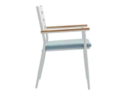 Conjunto De Jantar De Jardim Madeira E Aluminio: Uma Mesa D.110 Cm E 4 Cadeiroes, Branco E Natural Claro - Miami De Mylia