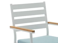 Conjunto De Jantar De Jardim Madeira E Aluminio: Uma Mesa D.110 Cm E 4 Cadeiroes, Branco E Natural Claro - Miami De Mylia