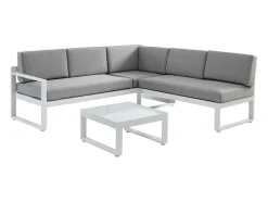 Conjunto De Jardim Em Aluminio: Mesa De Centro E Sofá De Canto Levadico, 6 Lugares Cinzento - Palaos Ii