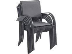 Conjunto De Jardim Em Aluminio, Uma Mesa C. 150 Cm E 6 Cadeiroes, Cinzento Antracite - Jolane