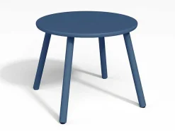 Conjunto De Jardim Em Metal, 2 Cadeiroes Baixos Empilhaveis E Mesas De Encaixar, Azul-Escuro - Mirmande
