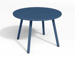Conjunto De Jardim Em Metal, 2 Cadeiroes Baixos Empilhaveis E Mesas De Encaixar, Azul-Escuro - Mirmande