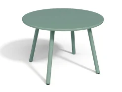 Conjunto De Jardim Em Metal, 2 Cadeiroes Baixos Empilhaveis E Mesas De Encaixar, Verde-Amendoa - Mirmande