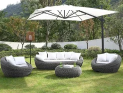 Conjunto De Jardim Em Resina Entrancada: Sofá, 2 Cadeiroes E Mesa De Centro - Whiteheaven