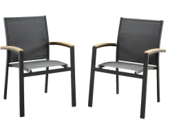 Conjunto De Jardim Mesa E Cadeiras De Jardim Em Aluminio: Uma Mesa Extensivel 180/240 Cm E 8 Cadeiras Empilhaveis - Cinza Escuro - Nauru