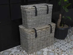 Conjunto De 2 Malas Em Kubu De C80 X L45 X A55 Cm E C70 X L35 X A45 Cm Cor Cinza Natural - Nefta