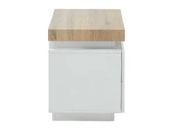 Conjunto De 2 Mesas De Cabeceira Com 2 Gavetas Mdf Lacado, Leds, Cor Branco E Carvalho - Halo Ii