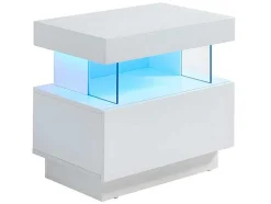 Conjunto De 2 Mesas De Cabeceira Com 1 Gaveta E 1 Prateleira, Leds, Mdf Lacado A Branco - Fabio Ii