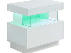 Conjunto De 2 Mesas De Cabeceira Com 1 Gaveta E 1 Prateleira, Leds, Mdf Lacado A Branco - Fabio Ii