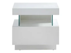 Conjunto De 2 Mesas De Cabeceira Com 1 Gaveta E 1 Prateleira, Leds, Mdf Lacado A Branco - Fabio Ii