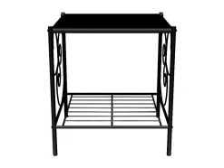 Conjunto De 2 Mesas De Cabeceira Romanticas, 1 Prateleira, Metal Preto - Vivian