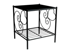Conjunto De 2 Mesas De Cabeceira Romanticas, 1 Prateleira, Metal Preto - Vivian