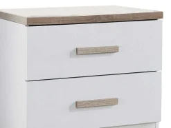 Conjunto De 2 Mesas De Cabeceira Com 2 Gavetas Branco E Natural - Skaido