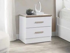 Conjunto De 2 Mesas De Cabeceira Com 2 Gavetas Branco E Natural - Skaido
