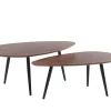 Conjunto De 2 Mesas De Centro Empilhaveis Milena - Mdf E Metal - Cor Noz
