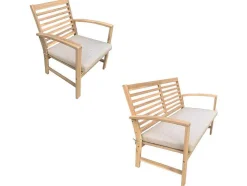Conjunto De Mobiliário De Jardim De Acacia Goa 4 Lugares - Almofadas De Areia