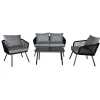 Conjunto De Moveis De Corda Ouvea Cinzento Escuro - 4 Lugares