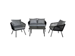 Conjunto De Moveis De Corda Ouvea Cinzento Escuro - 4 Lugares