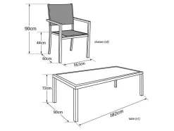 Conjunto De Moveis De Jardim Bari Cinzento Têxtilene 8 Lugares - Aluminio Branco