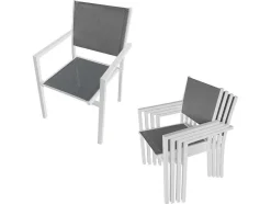 Conjunto De Moveis De Jardim Bari Cinzento Têxtilene 8 Lugares - Aluminio Branco