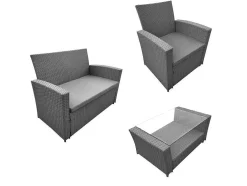 Conjunto De Moveis De Jardim Em Resina Cinzenta Comino 4 Lugares - Almofadas Cinzentas