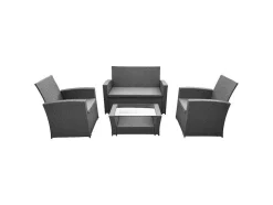 Conjunto De Moveis De Jardim Em Resina Cinzenta Comino 4 Lugares - Almofadas Cinzentas