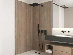 Conjunto De 2 Paineis De Parede De Duche Efeito De Madeira Aluminio Com Perfis 2 X L90 X A210 Cm - Eneko