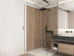 Conjunto De 2 Paineis De Parede De Duche Efeito De Madeira Aluminio Com Perfis 2 X L90 X A210 Cm - Eneko