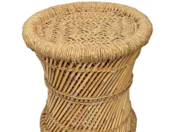 Conjunto De 2 Pufes Redondos Em Rotim Natural Claro - Mirtaka