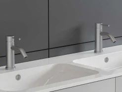 Conjunto De 2 Torneiras Misturadoras Mecanicas Arredondadas Inox Cor Niquel Escovado A17 Cm - Salavan