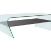 Conjunto Mesa De Centro Transparente E Preta - Kelly E Tapete Felpudo Antracite - Dolce