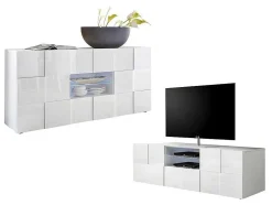 Conjunto Móvel De Tv + Aparador Lacado - Branco Lacado - Calisto