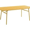 Conjunto Sala De Jantar De Jardim Metal, Uma Mesa C160 Cm Com 2 Cadeiroes Empilhaveis E 4 Cadeiras Empilhaveis Amarelo Mostarda - Mirmande De Mylia